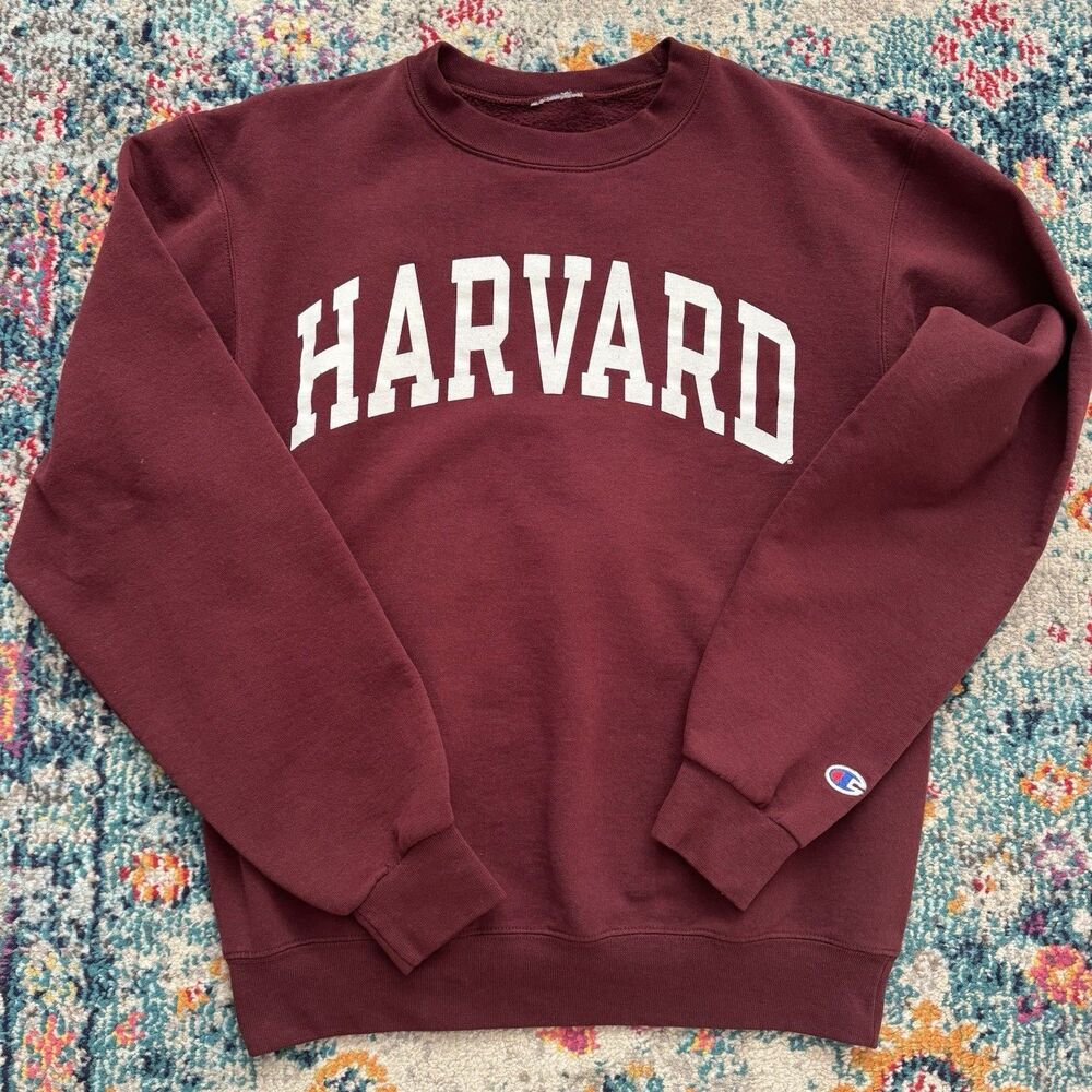 VTG Champion Harvard Crewneck Sweatshirt Mens Maroon College Collegiate Sz S*